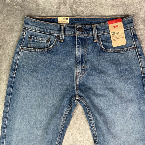 Levis 505 Jeans Men 30x30 Blue Straight Leg Medium Wash Western Cowboy Denim New - Picture 4 of 16
